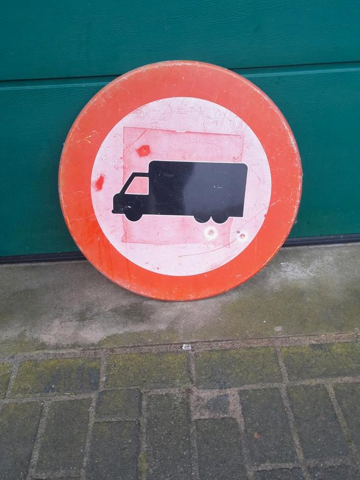 Verkeersbord Verboden voor Vrachtwagens, Antiek en Kunst, Antiek | Wandborden en Tegels, Ophalen of Verzenden