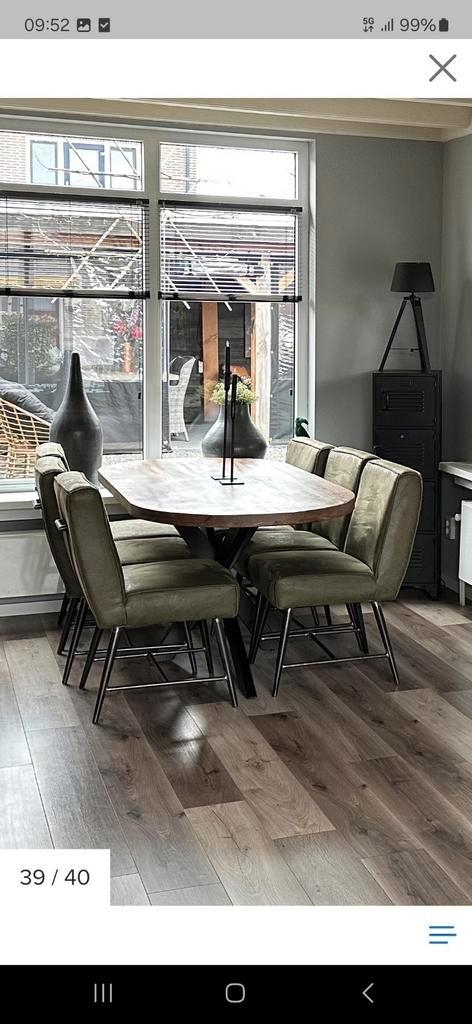 6x eetkamerstoelen groen, bijna nieuw, Huis en Inrichting, Stoelen, Zo goed als nieuw, Vijf, Zes of meer stoelen, Overige kleuren