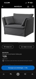 Nieuwe IKEA Backsälen hoes 1,5 zits - Grijs, Huis en Inrichting, Fauteuils, Ophalen, Nieuw, Stof, 75 tot 100 cm
