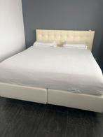 Boxspring 180x200 Emma matras (nieuw) bed GRATIS ER BIJ., Wit, Tweepersoons, Ophalen of Verzenden, Zo goed als nieuw
