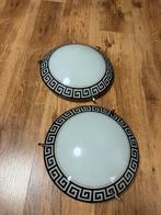 Twee Plafondlampen met Grieks Design, Ophalen of Verzenden, Gebruikt, Glas