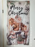 Retro print kerst wanddoek deurhanger kerstman rendier ster, Ophalen of Verzenden, Nieuw, Versiering, Kerst of Sinterklaas