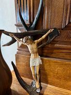 Vintage Crucifix op hertengewei, Ophalen of Verzenden