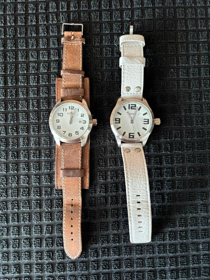 Twee Ozoo Polshorloges, Sieraden, Tassen en Uiterlijk, Horloges | Dames, Gebruikt, Polshorloge, Overige merken, Staal, Leer, Ophalen of Verzenden