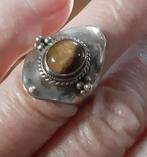 Zilveren ring met tijgeroog, Ophalen of Verzenden, Zo goed als nieuw, Bruin, Zilver
