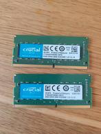 2 x 8GB Crucial SODIMM DDR4, Computers en Software, RAM geheugen, 16 GB, Laptop, Zo goed als nieuw, DDR4