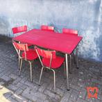 Vintage rode formica eethoek, Gebruikt, ?, 4 tot 6 stoelen, Jaren 50/60