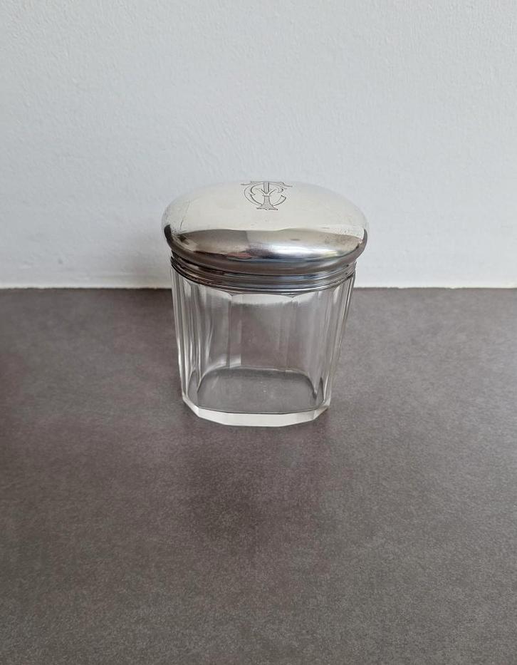 *Antiek sterling zilveren kaptafel-container, Antiek en Kunst, Antiek | Goud en Zilver, Zilver, Ophalen of Verzenden