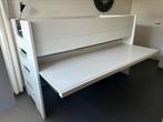 Witte half hoogslaper met uitschuifbaar bureau, Huis en Inrichting, Gebruikt, Eenpersoons, Minder dan 160 cm, Ophalen of Verzenden