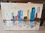 Schilderij gezicht  op de kop van zuid, Rotterdam, Ophalen of Verzenden
