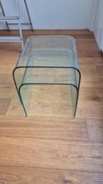 Twee glazen bijzettafels, Angelo Cortesi voor FIAM Italy, Ophalen, Minder dan 45 cm, Minder dan 55 cm, Gebruikt
