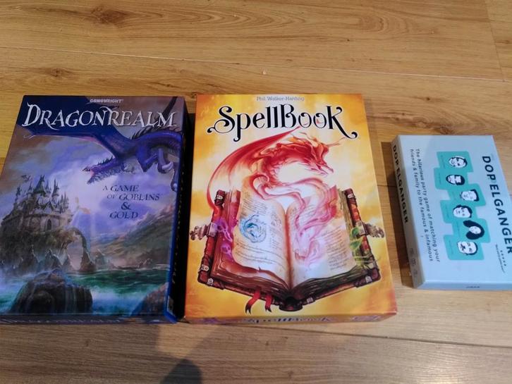Leuke spelletjes - Dragonrealm, Spellbook, Doppelganger, Hobby en Vrije tijd, Gezelschapsspellen | Bordspellen, Gebruikt, Een of twee spelers