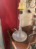 Art nouveau Matglazen lamp met viooltjes, 32 cm hoog, Ophalen of Verzenden, Gebruikt, Glas, Minder dan 50 cm