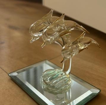 Mini beeldje Dolfijnen van glas - Vintage beschikbaar voor biedingen