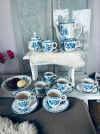 Olga Societe Ceramique 8 pers koffie/thee servies blauw izgs, Antiek en Kunst, Antiek | Servies compleet, Ophalen