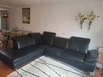 Zwarte leren hoekbank Chateaux d'Ax (285x225), Ophalen, 250 tot 300 cm, Gebruikt, Hoekbank