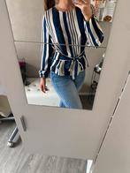 Dames blouse tuniek shirt lange mouwen blauw streep strik S, Blauw, Ophalen of Verzenden, Lange mouw, Zo goed als nieuw
