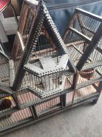Antieke houten tramp art vogelkooi, Ophalen, Gebruikt, Vogelkooi, X