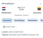 2 kaarten Nederland - Litouwen, Tickets en Kaartjes, Twee personen, Overige soorten