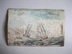 Antieke pentekening aquarel 18e eeuw ? met schepen maritiem, Ophalen of Verzenden