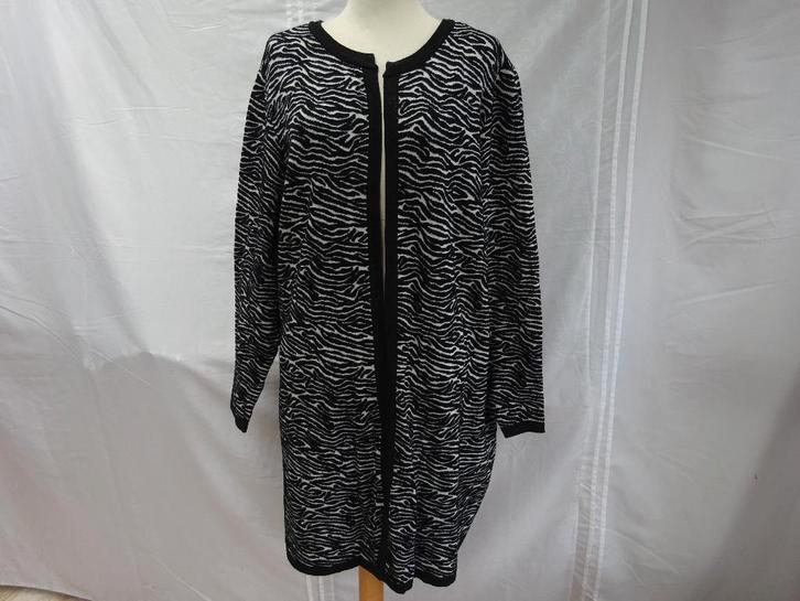 Zwart/wit lang losvallend vest - maat XXL, Kleding | Dames, Jassen | Winter, Zo goed als nieuw, Maat 46/48 (XL) of groter, Zwart