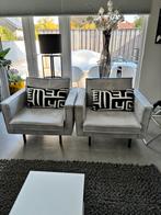 2 mooie leren grijze fauteuils, Ophalen of Verzenden, Zo goed als nieuw, 75 tot 100 cm