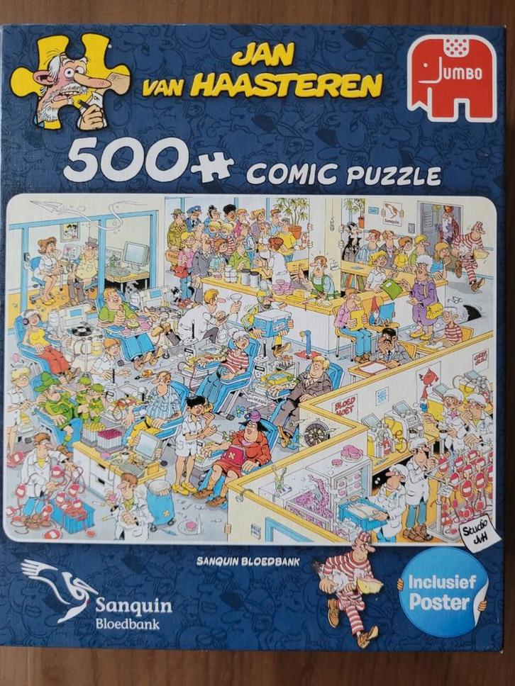 Jan van Haasteren Sanquin Puzzel 500 stukjes, Hobby en Vrije tijd, Denksport en Puzzels, Zo goed als nieuw, Legpuzzel, 500 t/m 1500 stukjes