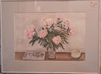 Aquarel pioenrozen in vaas, Antiek en Kunst, Kunst | Schilderijen | Klassiek, Ophalen