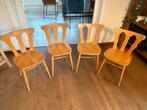 Houten Café Stoelen Set, Huis en Inrichting, Stoelen, Ophalen, Gebruikt, Bruin, Vier
