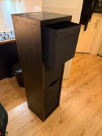 Zwarte IKEA kallax kast met 4 donkergrijze lades, Huis en Inrichting, Kasten | Kledingkasten, Ophalen, Gebruikt, 100 tot 150 cm