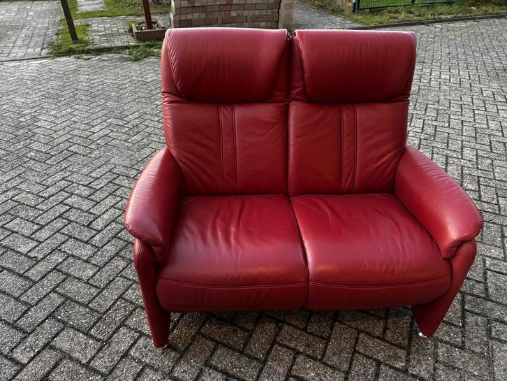 Tweezits leren bank, Huis en Inrichting, Banken | Sofa's en Chaises Longues, Gebruikt, Tweepersoons, 150 tot 200 cm, 75 tot 100 cm