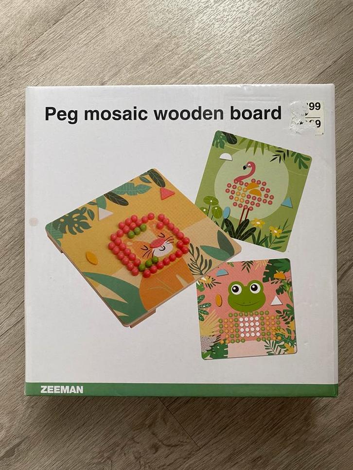Insteekmozaiek met houten bord, Kinderen en Baby's, Speelgoed | Educatief en Creatief, Zo goed als nieuw, Ontdekken, Ophalen of Verzenden