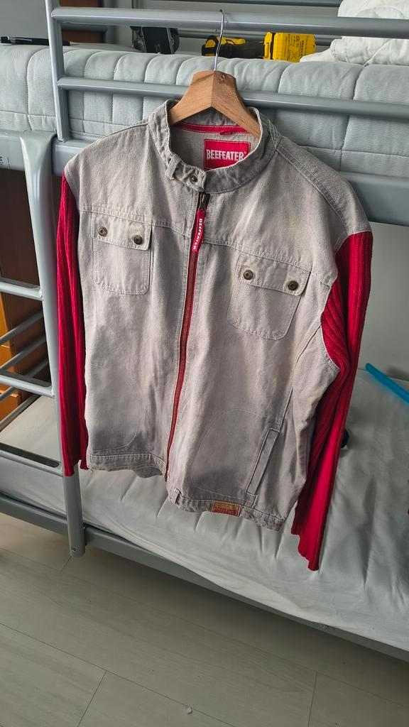 Uniek Jeans Vest XL met Textiel Mouwen - Nieuwstaat!, Kleding | Heren, Jassen | Zomer, Nieuw, Maat 56/58 (XL), Overige kleuren