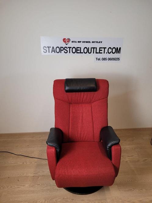 Prominent Sta-op Stoel Rood-Zwart met Topswing, Huis en Inrichting, Fauteuils, Zo goed als nieuw, Leer, Stof, 50 tot 75 cm, Minder dan 75 cm