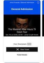 The Weeknd: After Hours Till Dawn Tour Ticket, Eén persoon