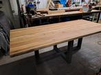 Tafel eiken massief 219x97cm H75cm, Ophalen, 200 cm of meer, 50 tot 100 cm, Zo goed als nieuw