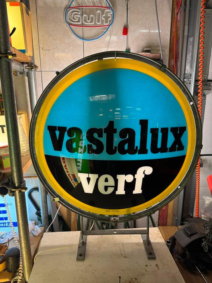 Vintage Vastalux Verf Lichtbak / Reclamebord, Verzamelen, Merken en Reclamevoorwerpen, Gebruikt, Lichtbak of (neon) lamp, Ophalen