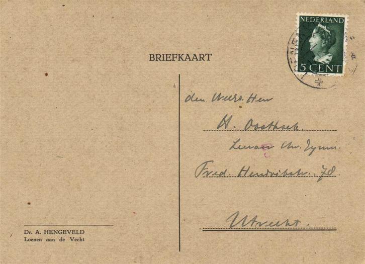 Dr. A. Hengeveld, Loenen aan de Vecht - 09.1946 - briefkaart, Postzegels en Munten, Brieven en Enveloppen | Nederland, Briefkaart