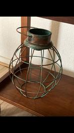 Vintage industriële stijl metaal draad kooi lantaarn, Huis en Inrichting, Gebruikt, Ophalen of Verzenden, Minder dan 100 cm, Metaal
