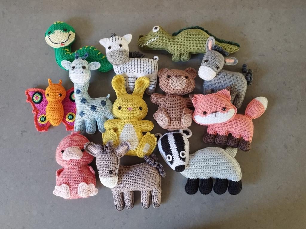 Mooie katoenen knuffeltjes
€15 per stuk, Ophalen of Verzenden, Zo goed als nieuw, Haken, Wol of Garen