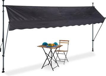 klem-zonwering - 350 cm breed - markies - balkon - antraciet beschikbaar voor biedingen