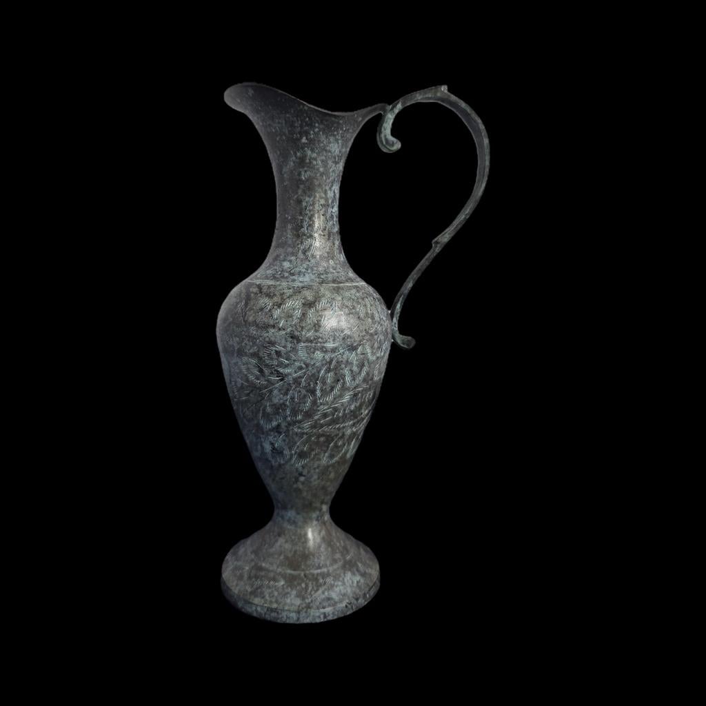 Unieke vintage kelk – prachtige blauwgroene patina, Ophalen of Verzenden, Brons