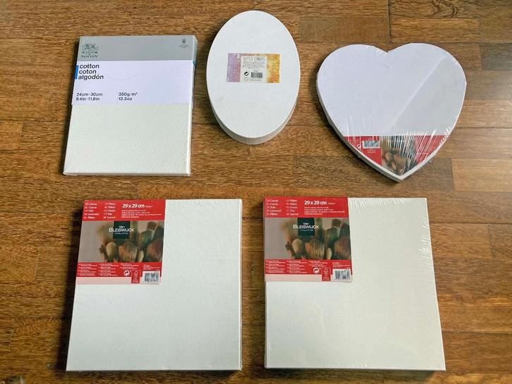 5x canvas om op te schilderen diverse maten tot 29 x 29 cm, Hobby en Vrije tijd, Schilderen, Nieuw, Doek, Ophalen