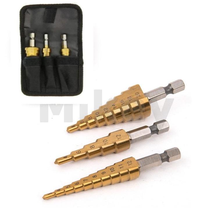 Set van 3 Hss Titanium Coated Stappenboor Bits (090), Doe-het-zelf en Verbouw, Gereedschap | Handgereedschap, Nieuw, Ophalen of Verzenden