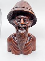 buste Java, oude man, hout, 30 cm hoog, Ophalen of Verzenden