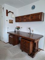 Donker Eiken Bureau met Bovenkast, Huis en Inrichting, Bureaus, Ophalen, Gebruikt, Bureau