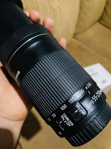 Canon EF-S 55-250mm/F4-5.6 IS STM + UV filter + zonnekap beschikbaar voor biedingen
