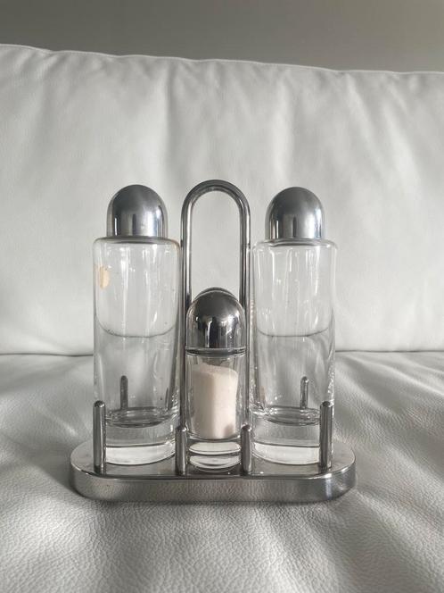 Zout peper olie en azijn houder Alessi ZGAN Condiment set, Huis en Inrichting, Keuken | Bestek, Zo goed als nieuw, Rvs of Chroom