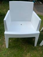 4 BOX stoelen kunsstof wit, Tuin en Terras, Tuinstoelen, Ophalen, Zo goed als nieuw, Kunststof