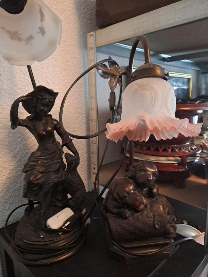 Antieke bronzen lampen set, Antiek en Kunst, Antiek | Lampen, Ophalen of Verzenden